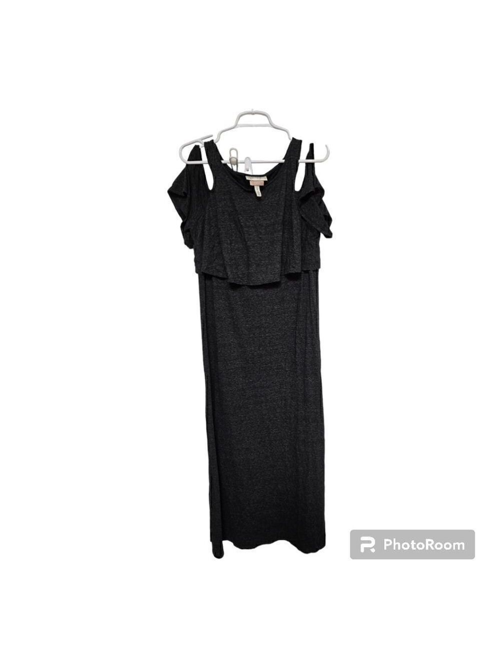 Jessica Simpson Nursing Cold Shoulder Maxi Dress Medium Charcoal Gray Stretch